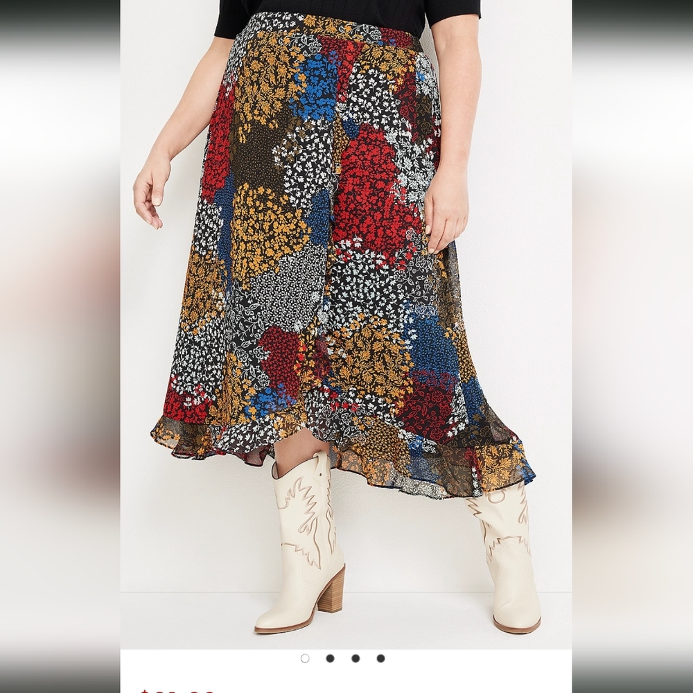 High Rise Faux Wrap Maxi Skirt